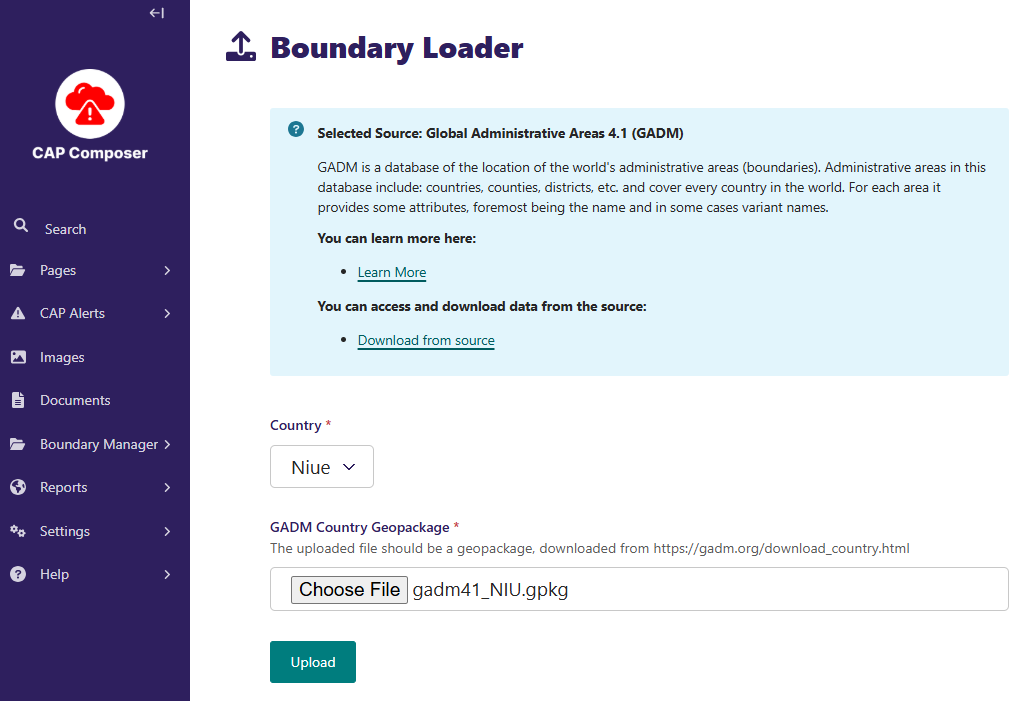 WMO CAP Composer Boundary Loader