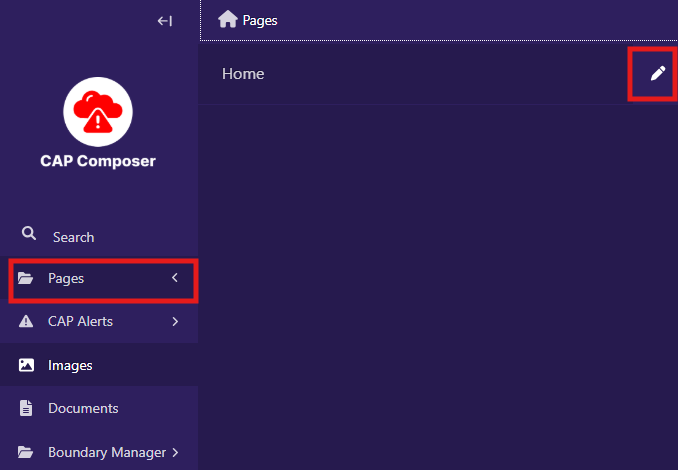 WMO CAP Composer Edit Home Page