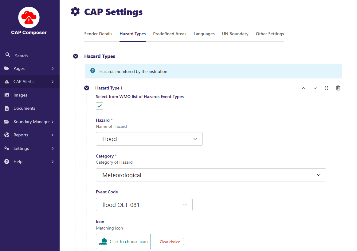 WMO CAP Composer Sender Details