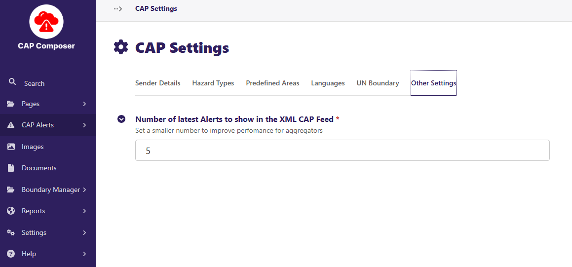 WMO CAP Composer Other Settings
