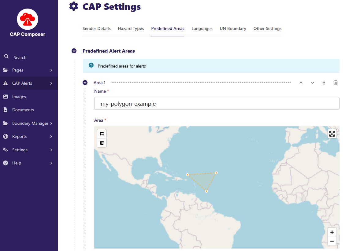 WMO CAP Composer Predefined Areas