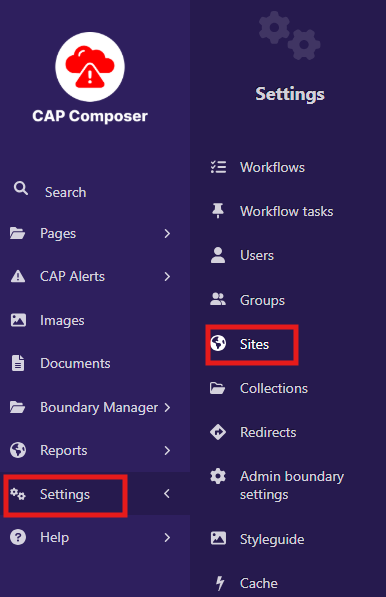 WMO CAP Composer Sites