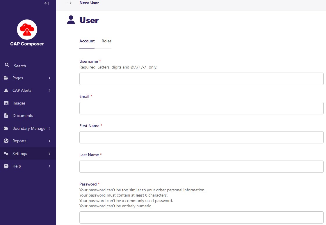 WMO CAP Composer Add User